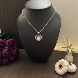 GRA Certified 1.0 ct Moissanite Heart Pendant with Tungsten Necklace